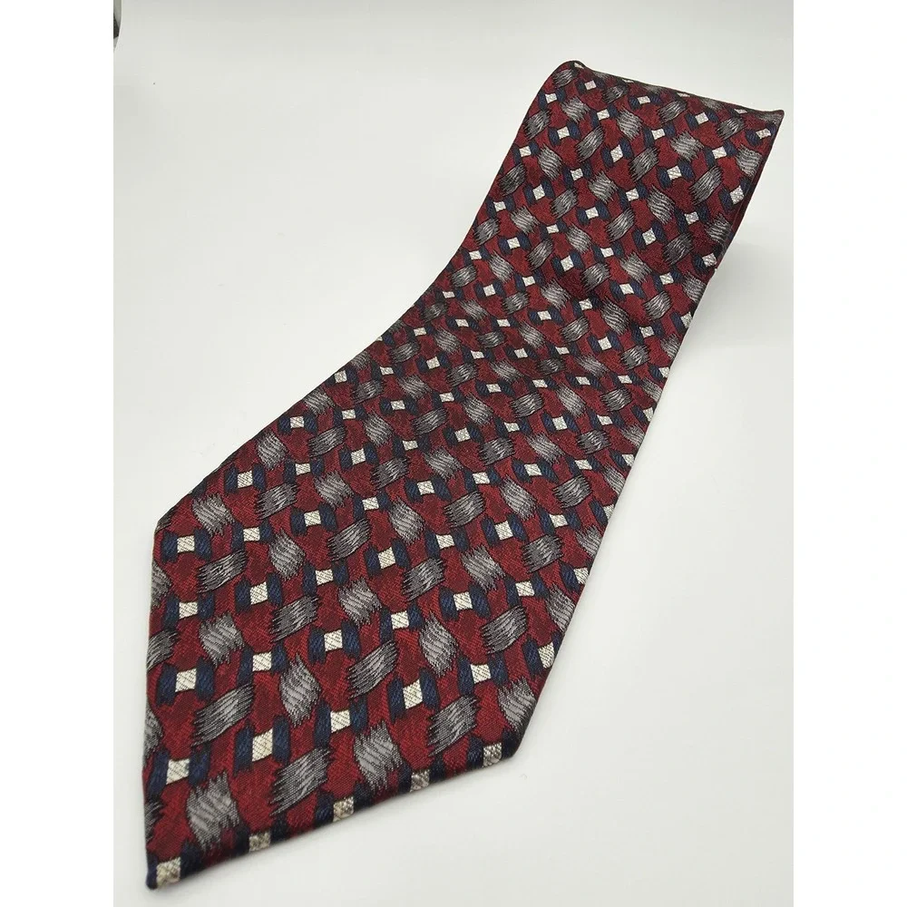 Jhane Barnes Men's Silk Necktie Multicolor Geometric Tie 57